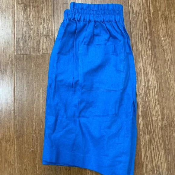 Universal Standard Linen Blend Juniper shorts in Mykonos blue, NWT, Size 6-8 - Picture 6 of 9